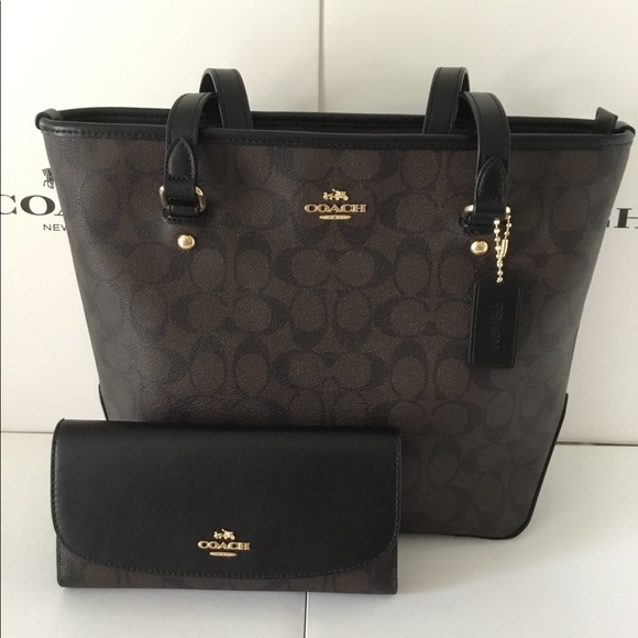 🍀Authentic Coach ZIP Top Tote With Wallet NWT. - Picture 5 of 8