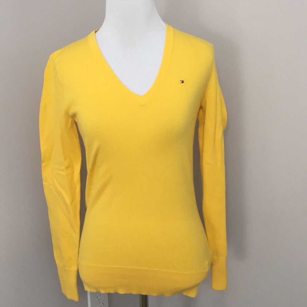 Tommy Hilfiger Yellow V Neck Sweater