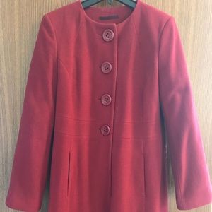 Collarless Wool Retro Coat