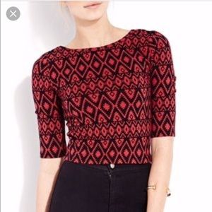 Forever 21 Red Aztec Print Crop Top Large