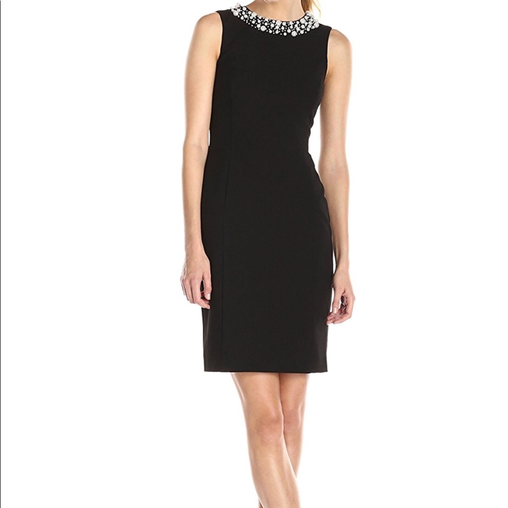 Calvin Klein Sheath Dress with Pearl Neckline