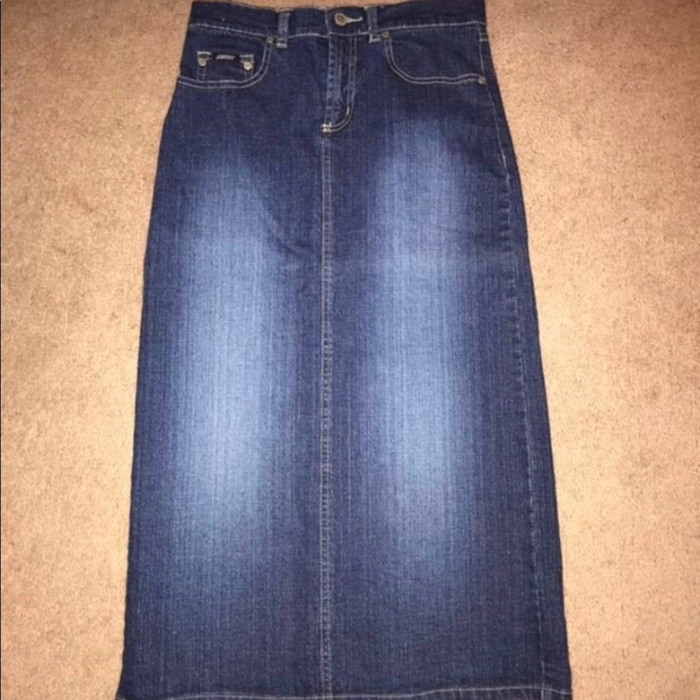 Long denim skirt