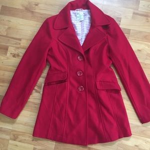 Red peacoat with pockets