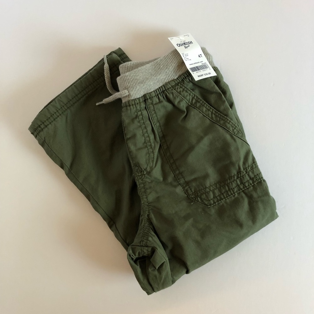 Boys 4T Green pants jersey lined Oshkosh