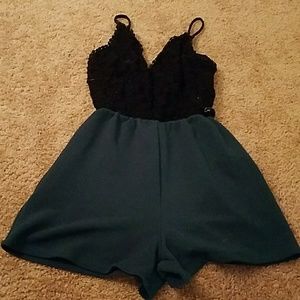 Blue and black romper