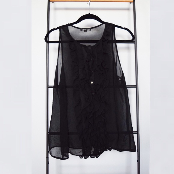 Sheer black top with ruffles CLOSET CLEANOUT SALE - Picture 1 of 5