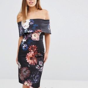 NWOT ASOS petite Bardot Off shoulder midi dress