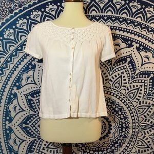 Tommy Hilfiger Med White Button Up Beaded Cardigan