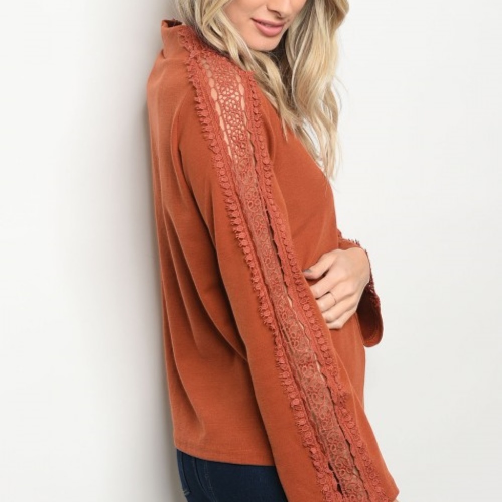 Rusted Lace long sleeve sweater