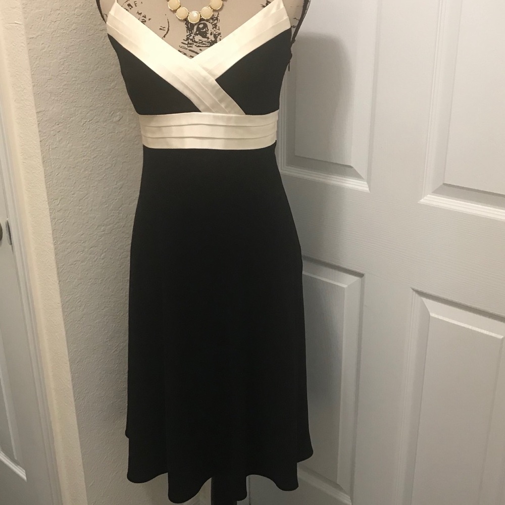 Ann Taylor black with beige satin formal dress 2
