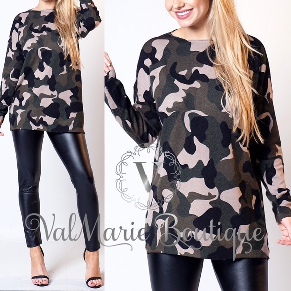 SOFTEST Camo Sweater with raw edge neckline - Picture 3 of 5