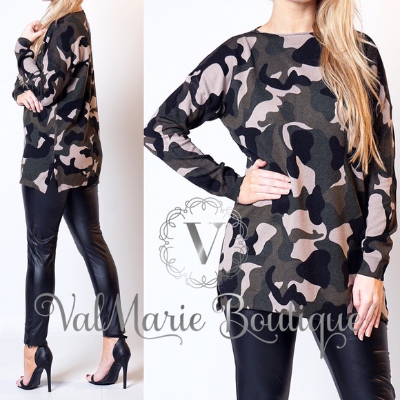 SOFTEST Camo Sweater with raw edge neckline - Picture 4 of 5