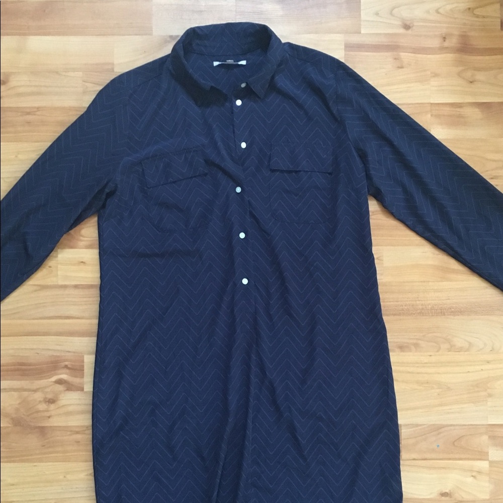 Gap navy zigzag print long sleeve dress