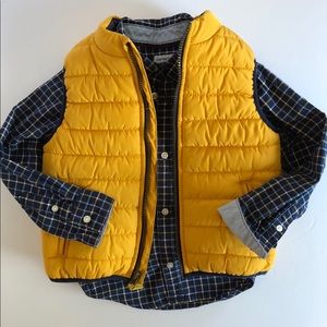 Carter’s Boys 4T Navy shirt and Yellow Puffer Vest