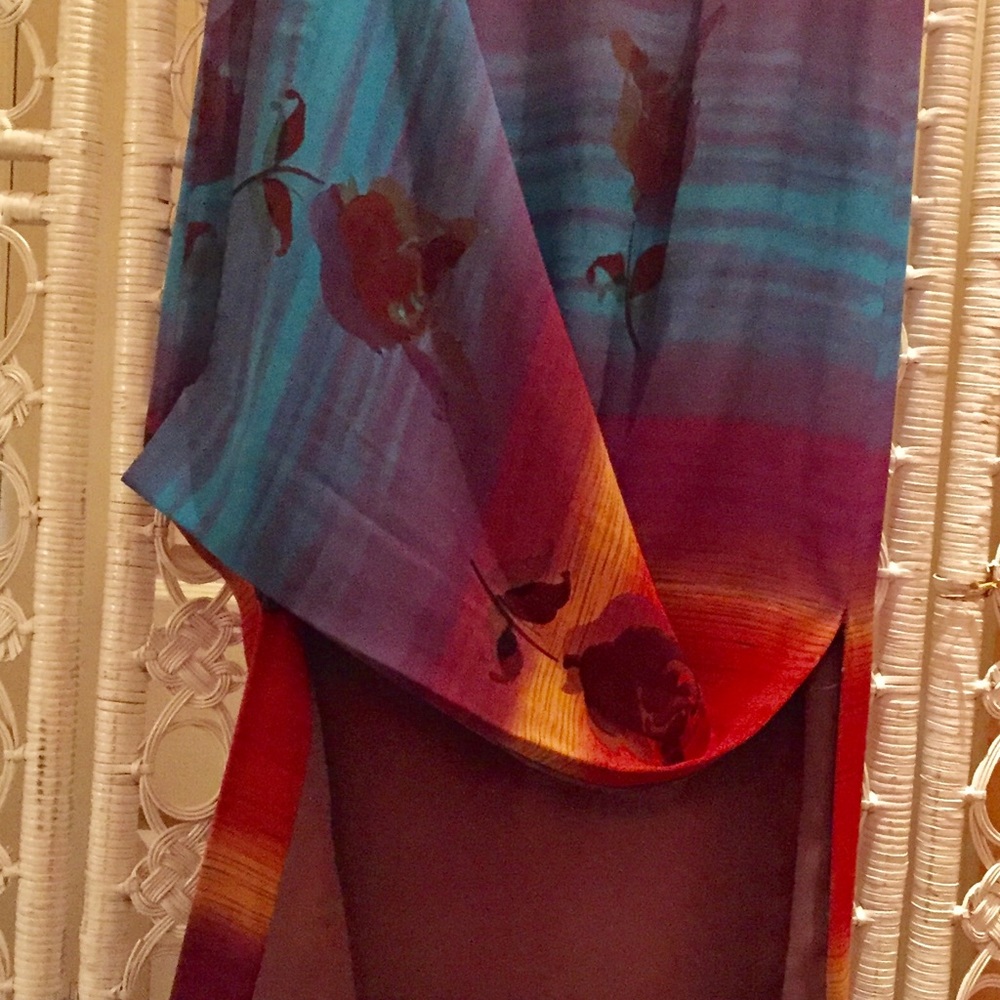Multi Colored Rayon A-Line Side-Split Skirt - Picture 2 of 4