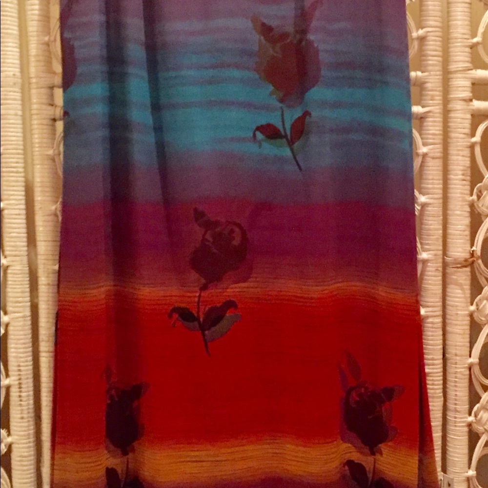 Multi Colored Rayon A-Line Side-Split Skirt - Picture 4 of 4