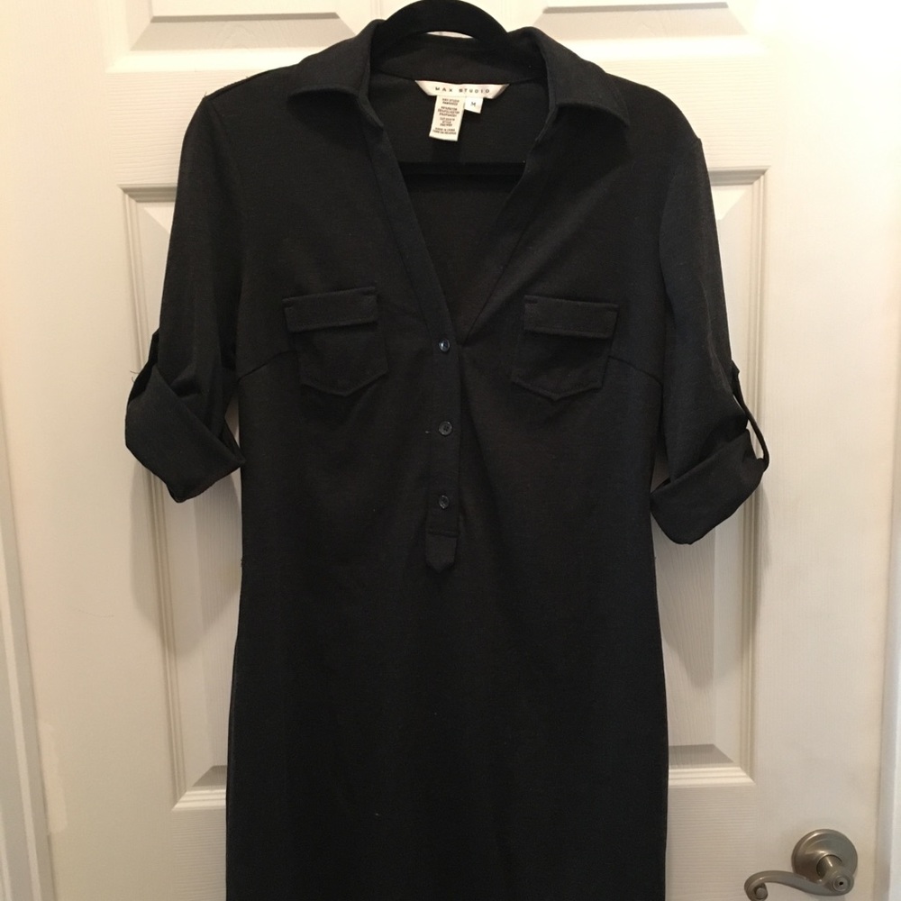 Grey rolled sleeve dress