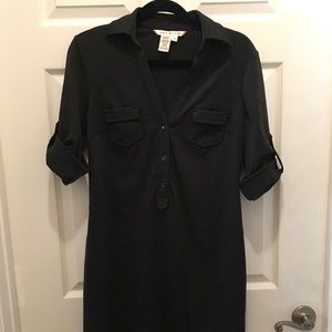 Grey rolled sleeve dress