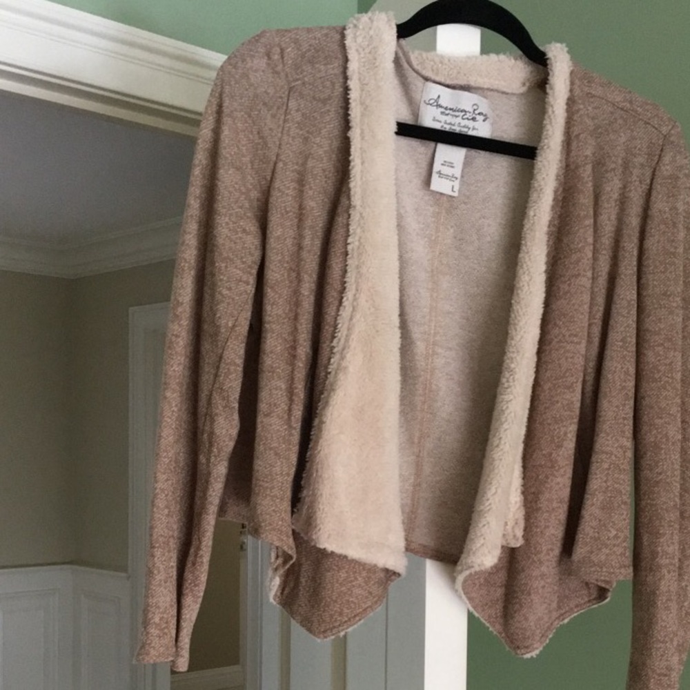 A light faux fur cardigan