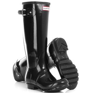 Hunter Boots, Black, Original Tall, Glossy Size 9