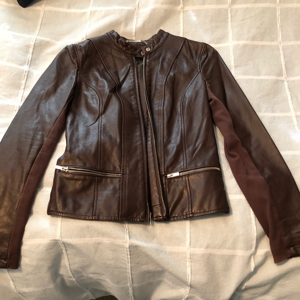 Women’s faux leather moto jacket