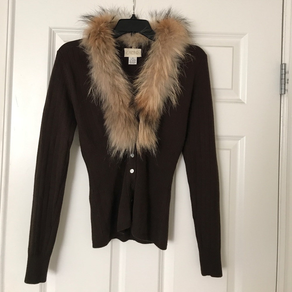 Cache Fur Pullover Sweater With Buttons Size M - image 1