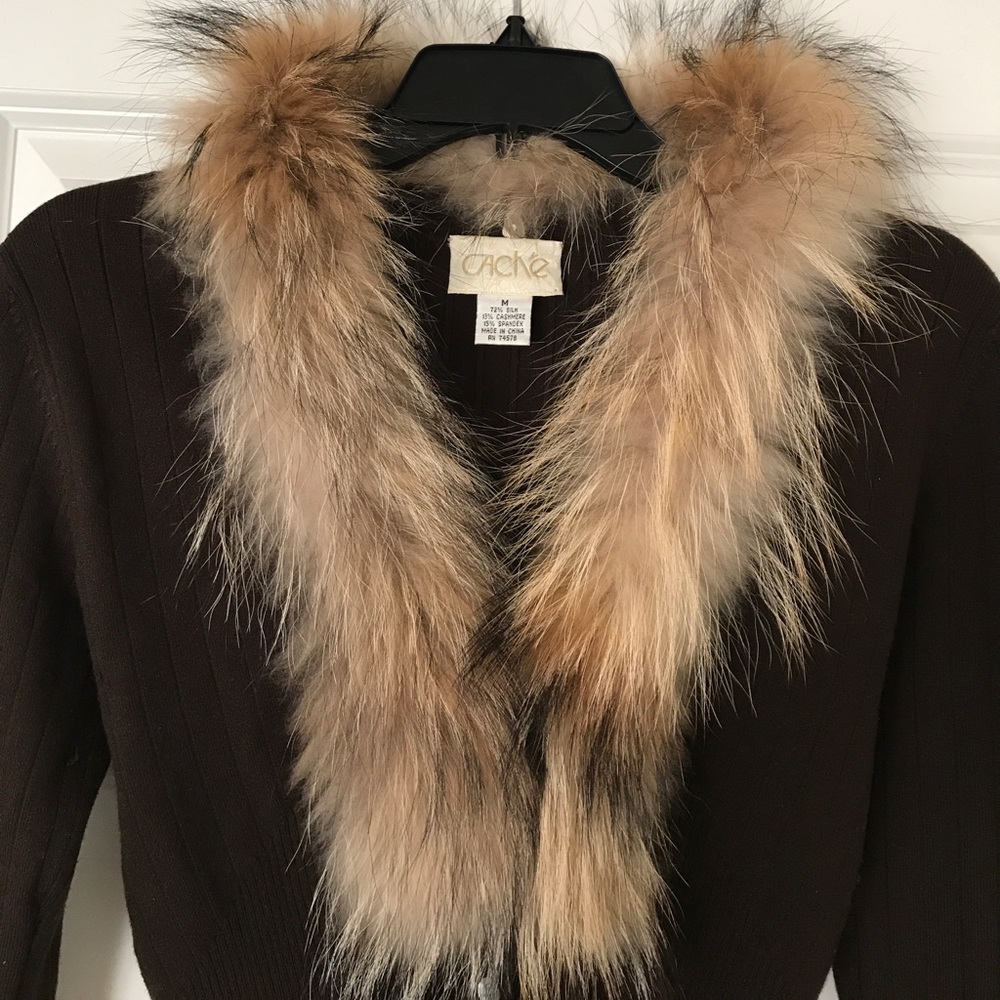 Cache Fur Pullover Sweater With Buttons Size M - image 2