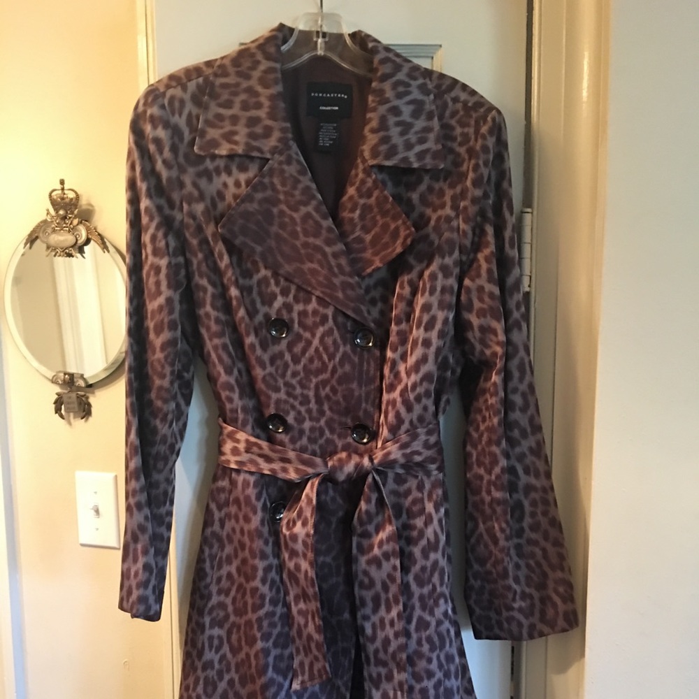 Don Caster Collection Animal Print Trench Coat Lg.