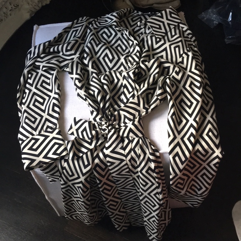 Alice & Trixie black and white silk shirt dress