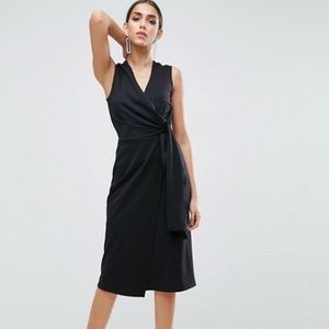 ASOS Wrap Front Midi Pencil Dress w/ Tie Detail