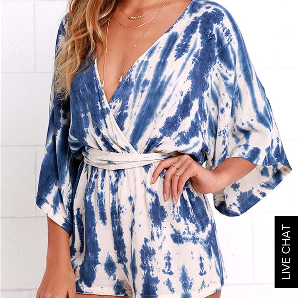 Lulus Seaside Gale Blue Romper