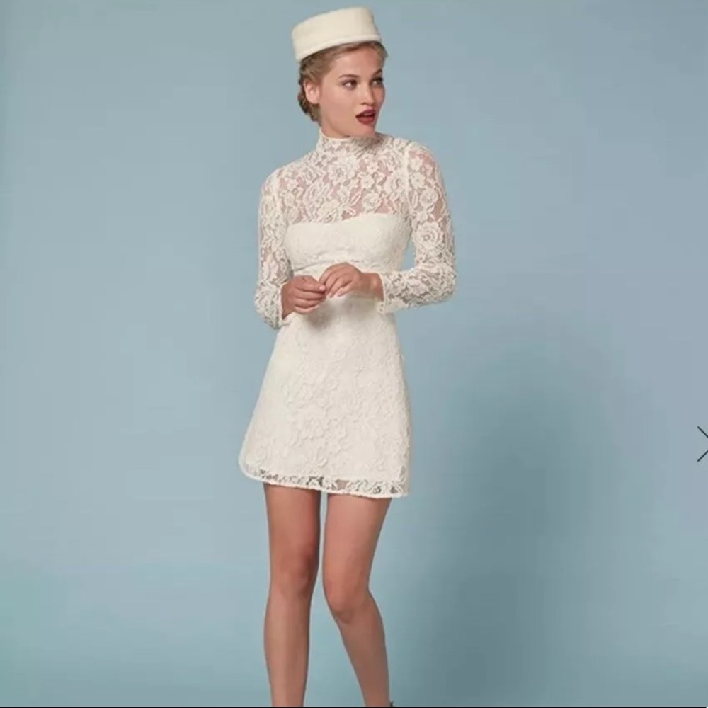 Reformation Celia Ivory Lace Dress $248