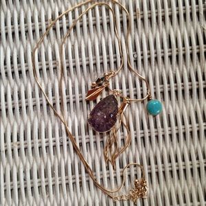 Gold Boho amethyst necklace