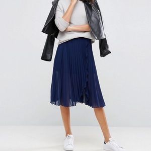 ASOS Wrap Front Midi Skirt With Wrap Front Detail