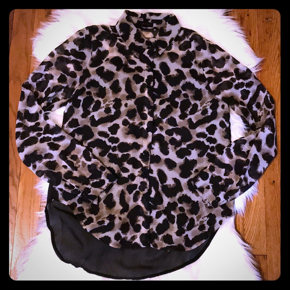Edge leopard print sheer back blouse - Picture 3 of 8