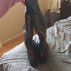 Over the knee Black studded boots