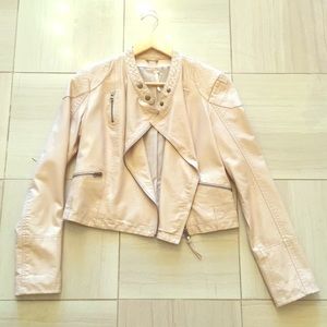 Free People Blush Vegan Leather Moto Jacket