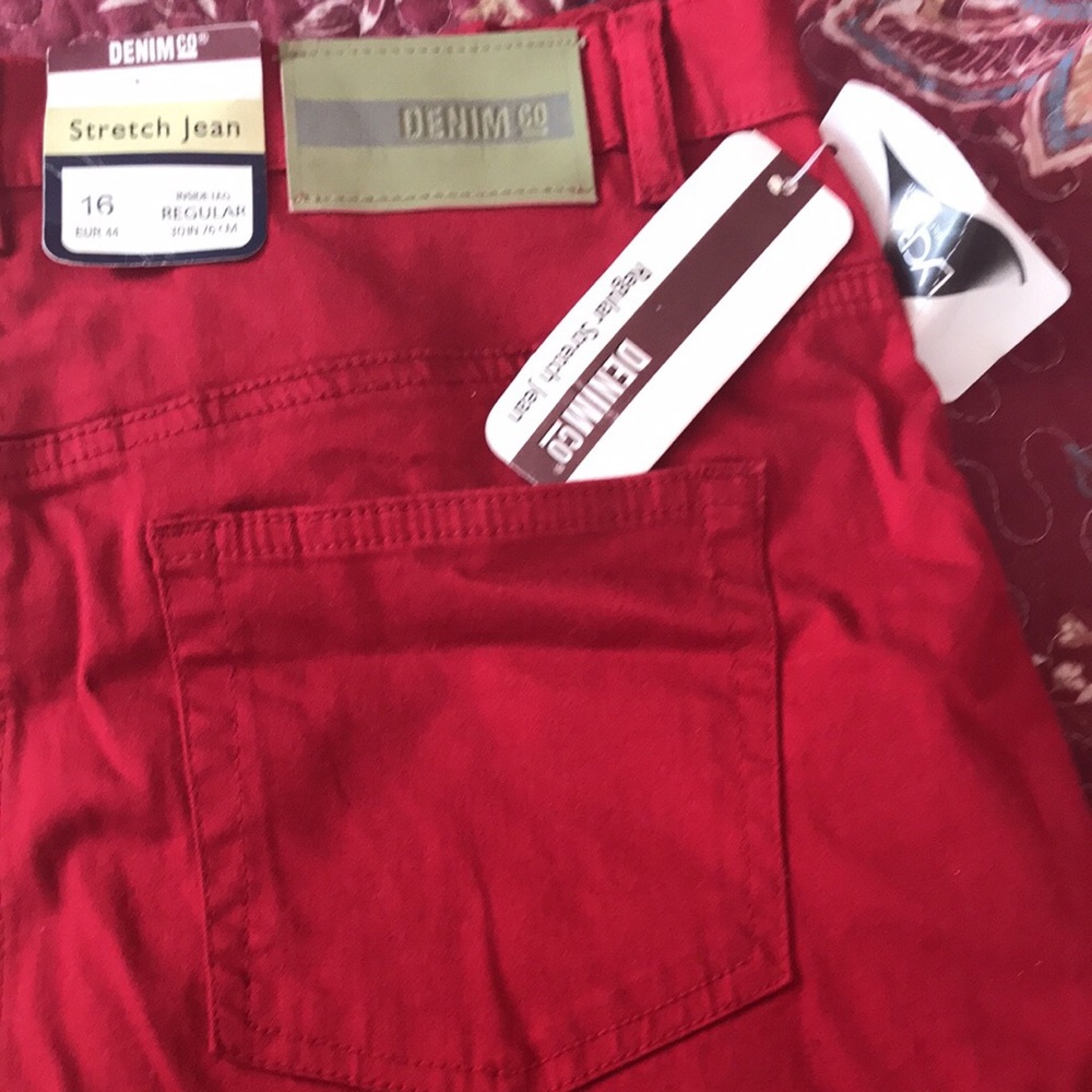 Denim women jeans size 16 color red