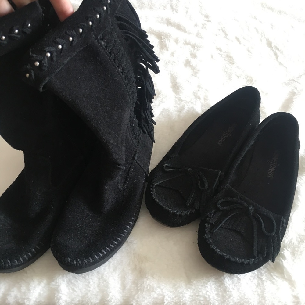 Minnetonka Luna fringe boots and moccasins