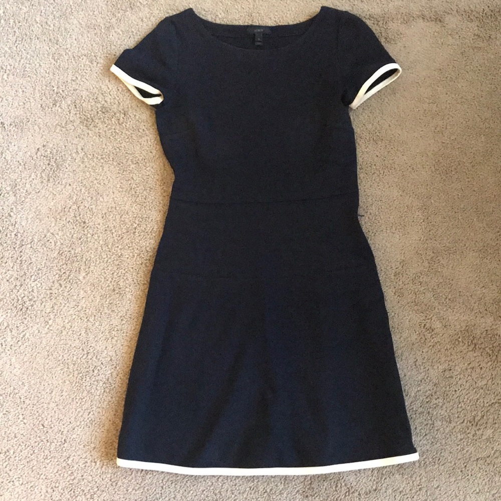 J. Crew navy blue dress w/ white trim