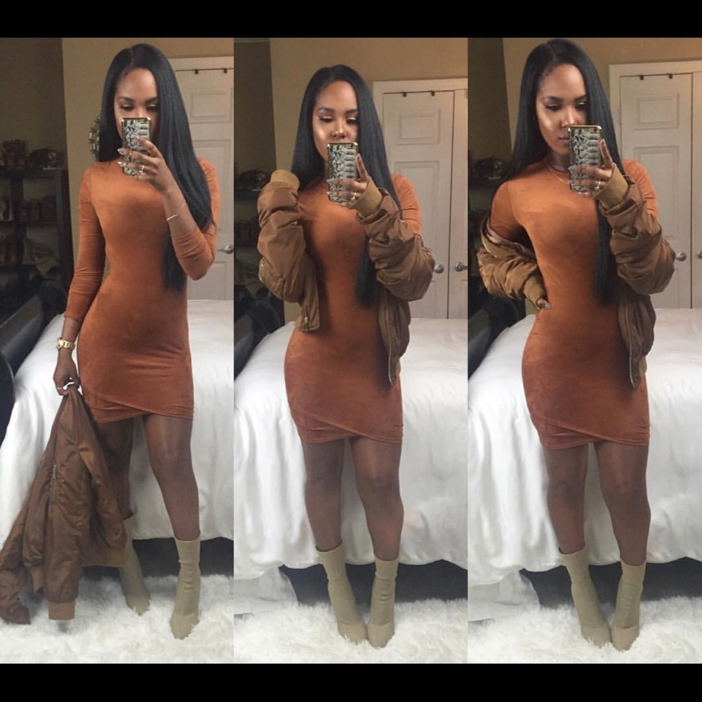 Fashion Nova Taupe asymmetrical dress