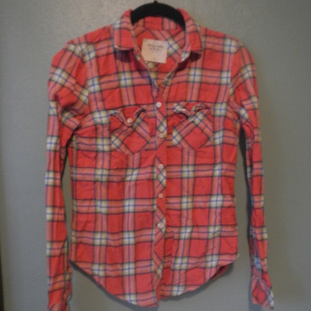 Pink button down flannel by Abercrombie