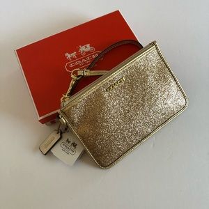 Coach Gold Glitter Wristlet purse NWT and gift box