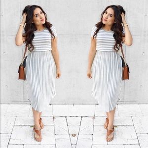 Gray striped midi dress