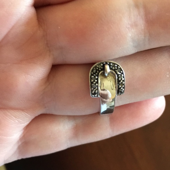 Black Diamond Sterling Silver Buckle Ring - Picture 5 of 5