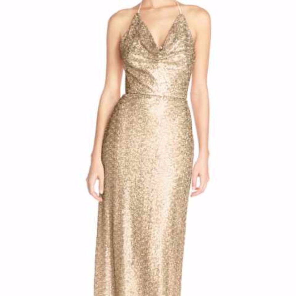 Amsale Gold Sequin Dress NWT