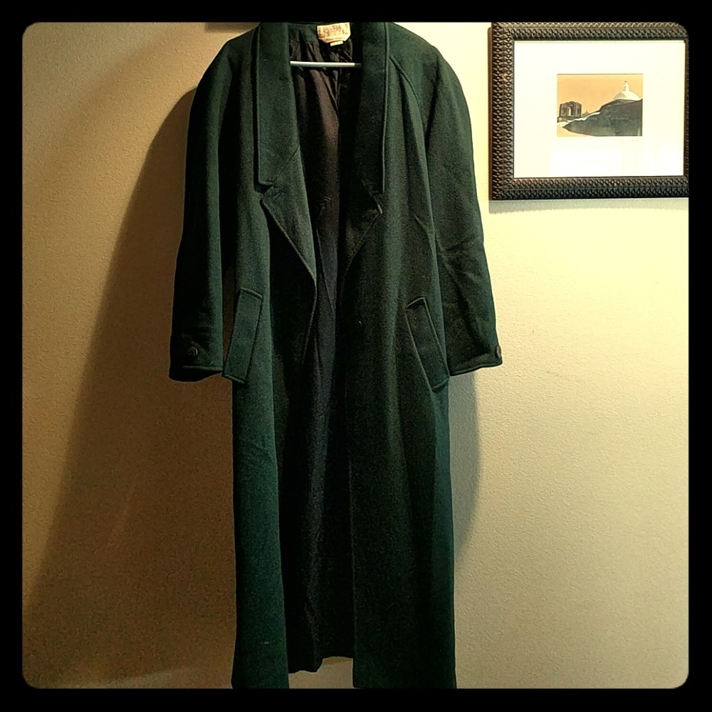 Dark green wool trench coat