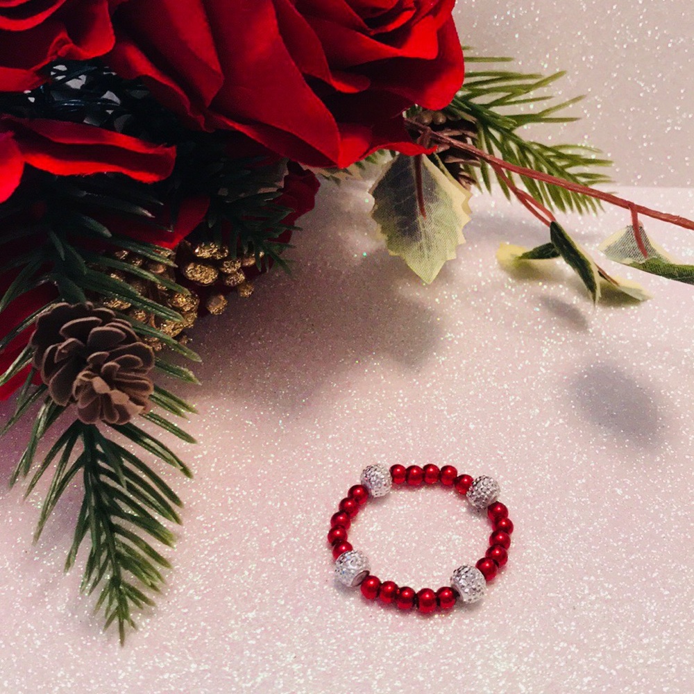 Holiday Infant red bracelet with rhinestones