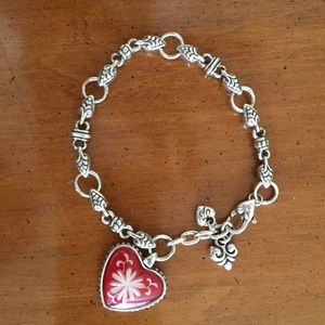 Brighton red / silver heart bracelet