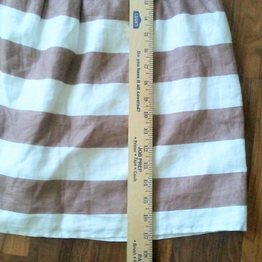 Cynthia Rowley Linen Brown & White Striped Skirt - Picture 6 of 7